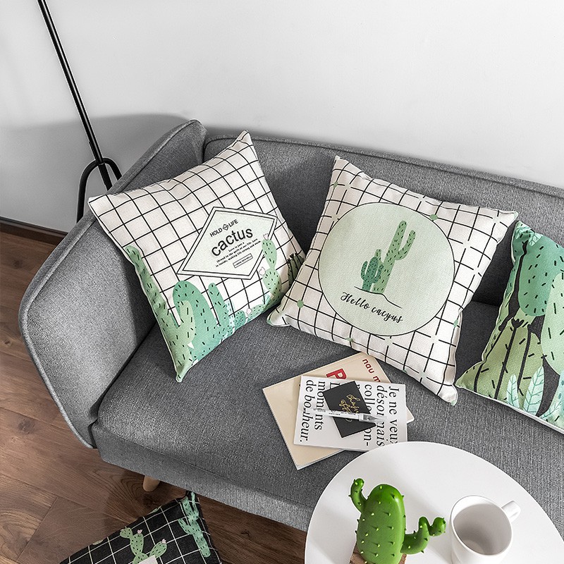 Vỏ gối vuông họa tiết xương rồng độc đáo trang trí nội thất | BigBuy360 - bigbuy360.vn