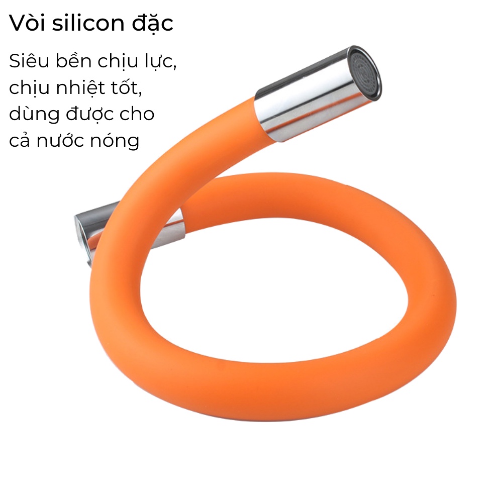 Vòi Nước Tăng Áp Silicon Cao Cấp Xoay 360 Độ Chống Văng Nước