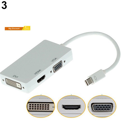 Dây cáp chuyển đổi cổng mini DP sang VGA HDMI DVI cho Apple Macbook