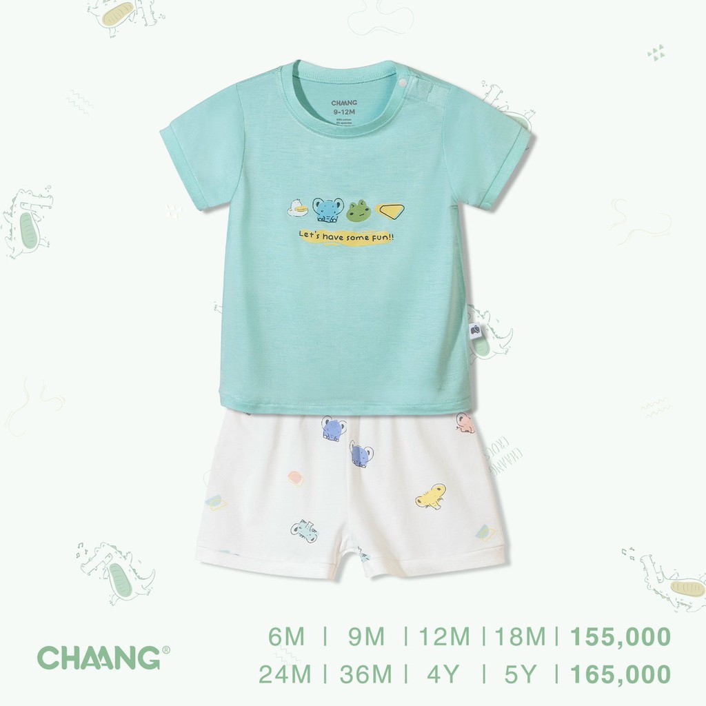 Bộ cài vai Chaang cộc tay bé trai bé gái hè vải cotton mỏng NEW