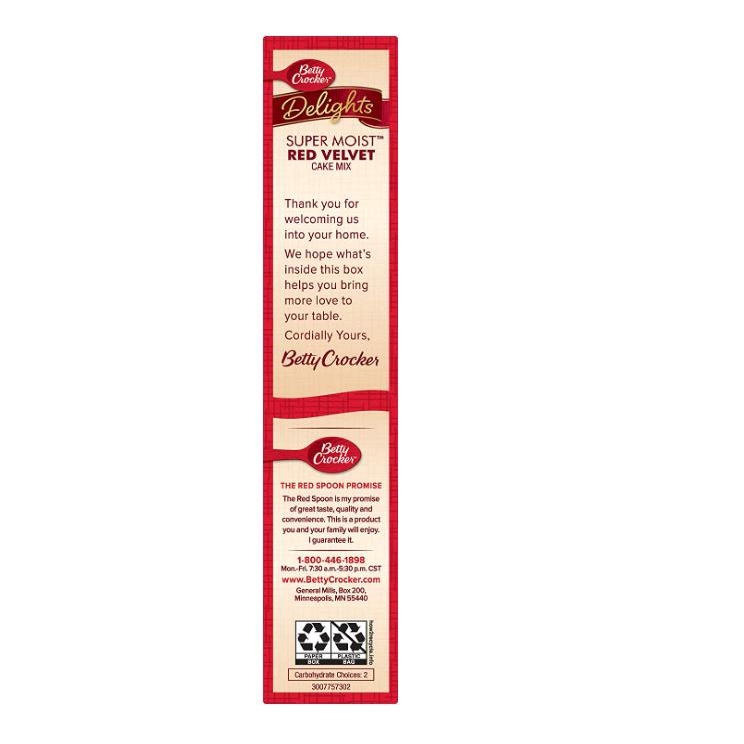 Bột làm bánh pha sẵn Betty Crocker super moist red velvet cake mix 432g
