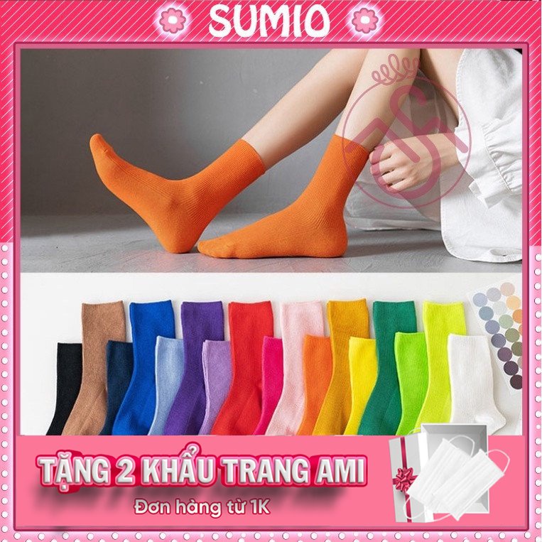 Tất nữ nhún cổ cao trơn hàn quốc vớ nhún cao cổ thời trang Sumio_offical cho nam nữ vintage cotton thoáng chân