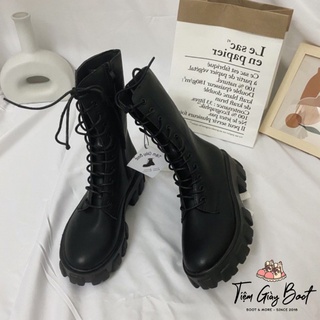 Giày Boot Nữ Chiến Binh KQ52 cổ cao đế đinh full box, Giày bốt nữ ulzzang có ZIPPER bên hông - Tiệm Giày Boot