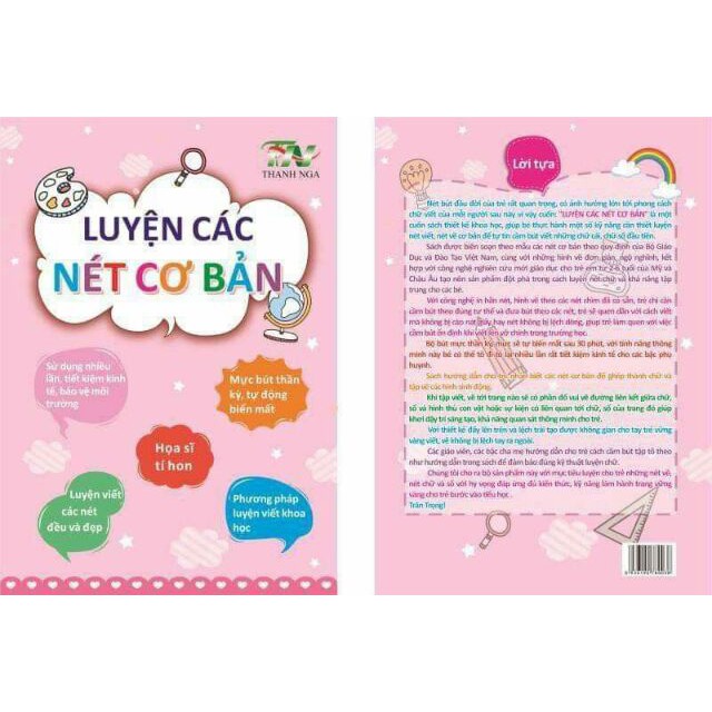 Bộ 3 cuốn vở viết tự xóa Thanh Nga: luyện nét cơ bản, luyện chữ, số đẹp kèm 03 bút, 09 ngòi và 03 đệm tay bút cho bé