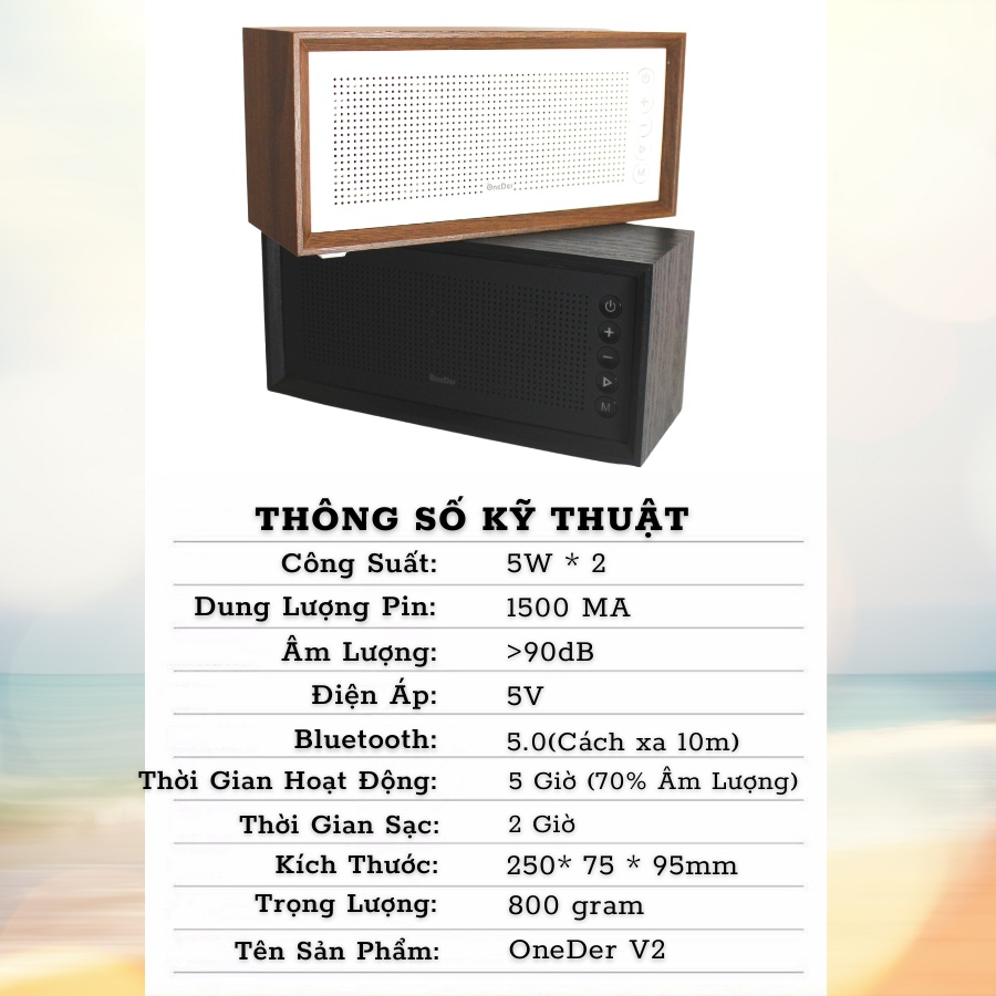 Loa Bluetooth Không Dây OneDer V2 - Công Suất 10W - Âm Siêu Trầm