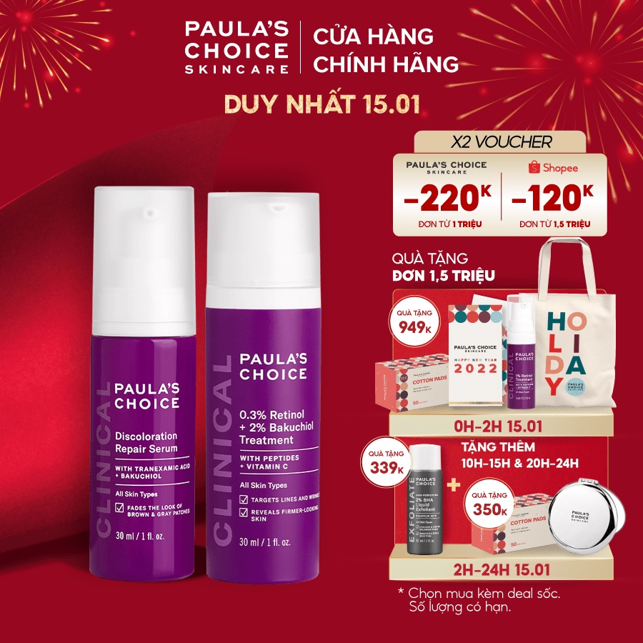 [Mã FMCGMALL -8% đơn 250k] Bộ đôi Bakuchiol làm giảm thâm nám, nếp nhăn và làm đều màu da Paula's Choice 80158040