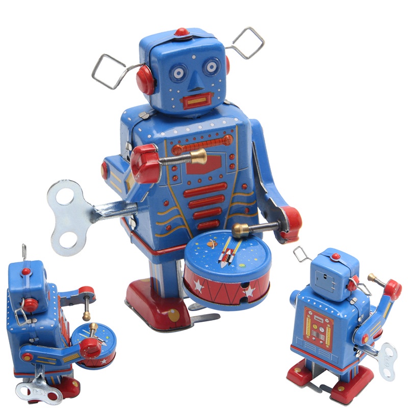 Robot đồ chơi lên dây cót bằng kim loại phong cách Retro