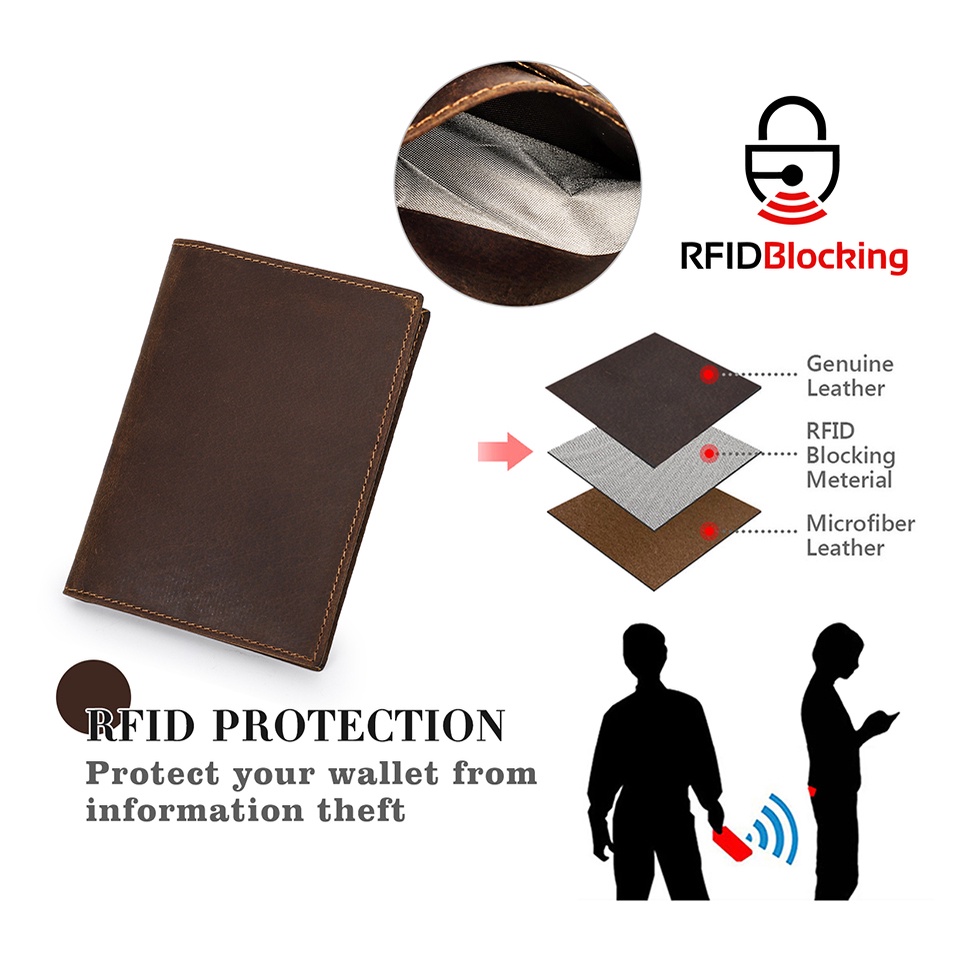 CONTACT'S Bao Da Đựng Hộ Chiếu Và Thẻ ID Phong Cách Vintage Cho Nam