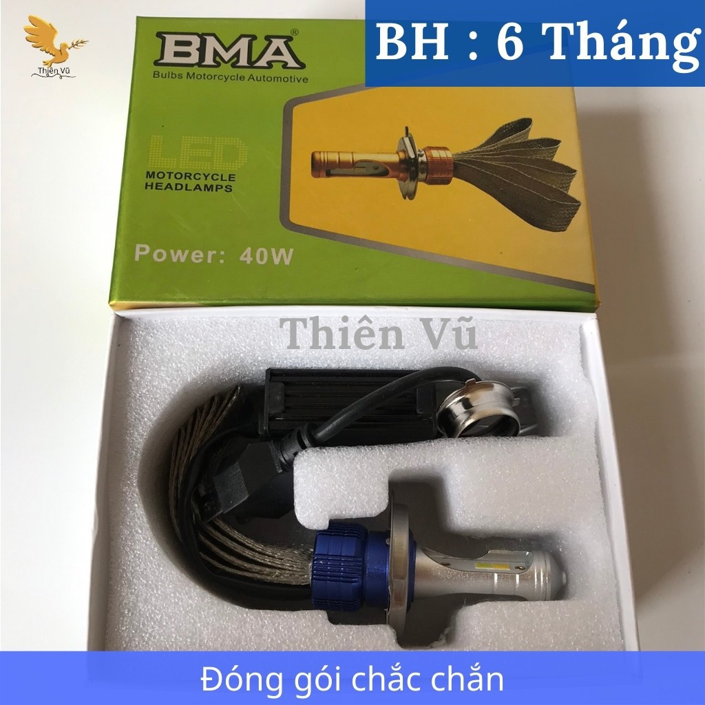 ۞✸☾Đèn Pha Led Cos Vàng Trắng 40w Siêu Sáng Chính Hãng BMA Chân H4 ,T19 ,M5, Bảo Hành 6 Tháng