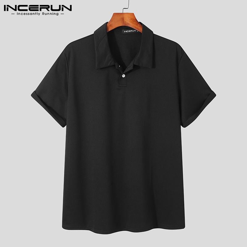 Áo thun polo INCERUN ngắn tay màu trơn thời trang đơn giản tùy chọn màu sắc dành cho nam