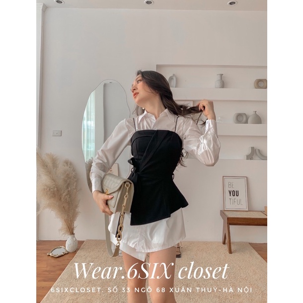 Áo yếm kiểu nữ thắt eo (giá trên không bao gồm áo sơ mi ), áo 2 dây chất umi co dãn 4 chiều 6SIX closet