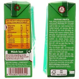 sữa milo lúa mạch thùng 48 hộp *110ml