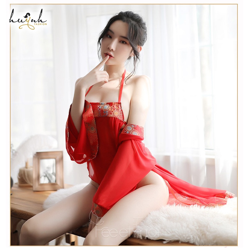 Bộ Áo Choàng Kèm Yếm Ngủ Cosplay Hóa Trang Cổ Trang Trung Hoa Quyến Rũ Sexy Chinese Hanfu - CO12