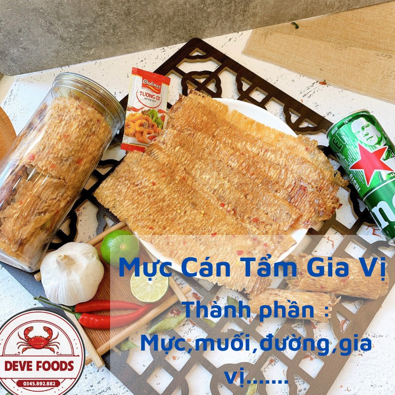 Mực cán tẩm gia vị 200g Deve Food, đồ ăn vặt Hà Nội vừa ngon vừa rẻ