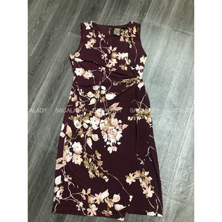 Đầm thun taylor sát nách bo eo đỏ tím - 2476