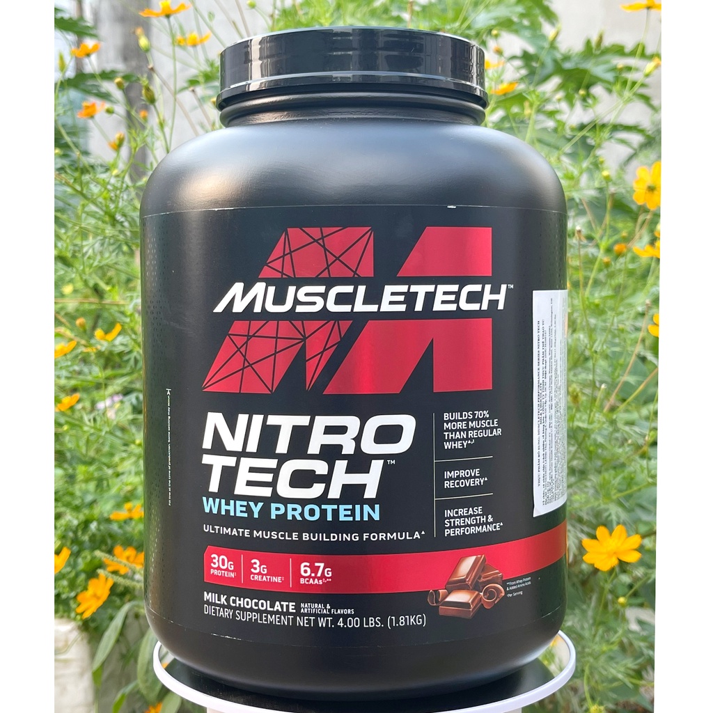 Sữa tăng cơ giảm mỡ NitroTech của MuscleTech hộp 1.8kg hỗ trợ tăng cơ cực mạnh - Nhập khẩu chính hãng TCSPORT