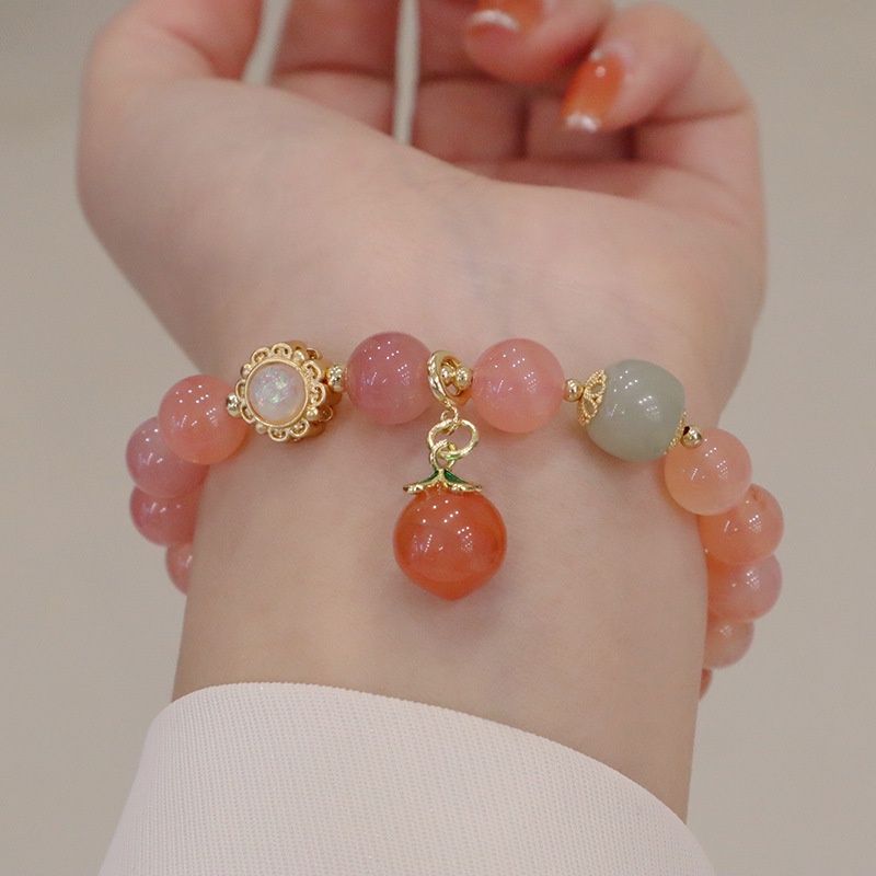 [Hàng Mới] Vòng Đeo Tay Mặt Đá Muối Biển Mã Não Ngọt Ngào Cho Nữ