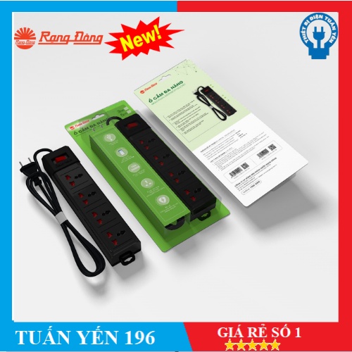 ⚡Mẫu Mới⚡Ổ cắm đa năng chống giật Rạng Đông- 2500W OC04 4C/3M/10A