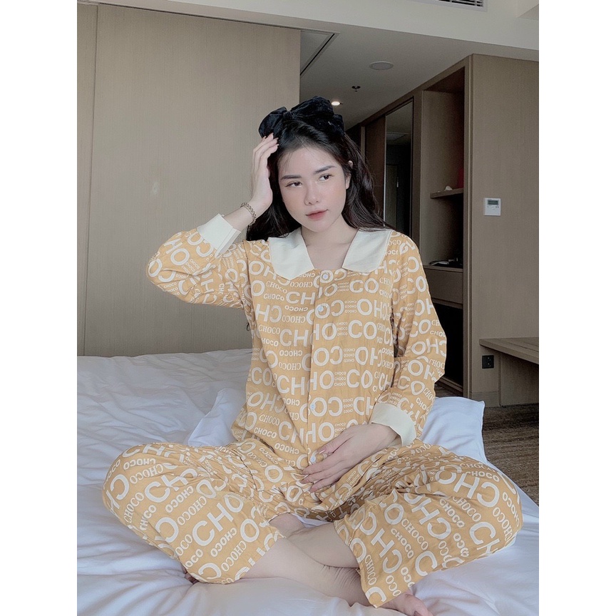 Bộ đồ bầu mặc nhà đũi lụa quảng Châu cúc cài thật vải mát mịn- DB244-Tkutrang