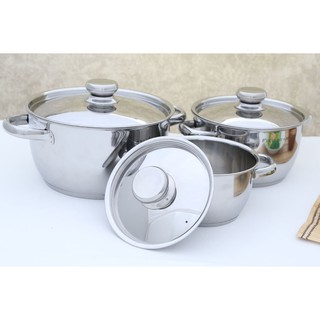 Bộ 3 nồi Inox 3 đáy, Bộ nồi fivestar dùng được tất cả các loại bếp