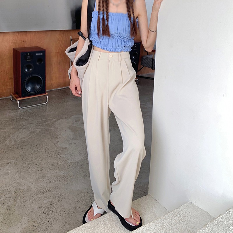 Quần Tây Ống Rộng Màu Sắc Thanh Lịch Cho Nữ