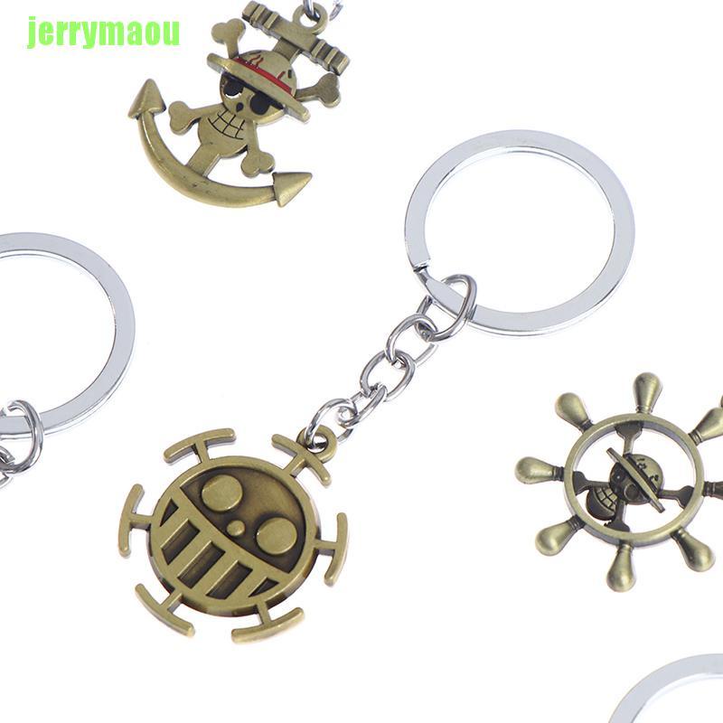 [JERU] One Piece Key Ring Action Figure Pirate Ship toy Banner Pendant Anime Keychain ERHZ