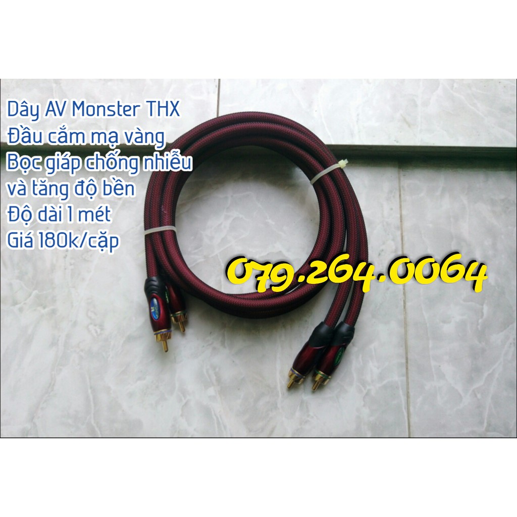 Dây AV (hoa sen ra hoa sen) chính hãng Monster của Mỹ bọc giáp chống nhiễu dài 1 mét