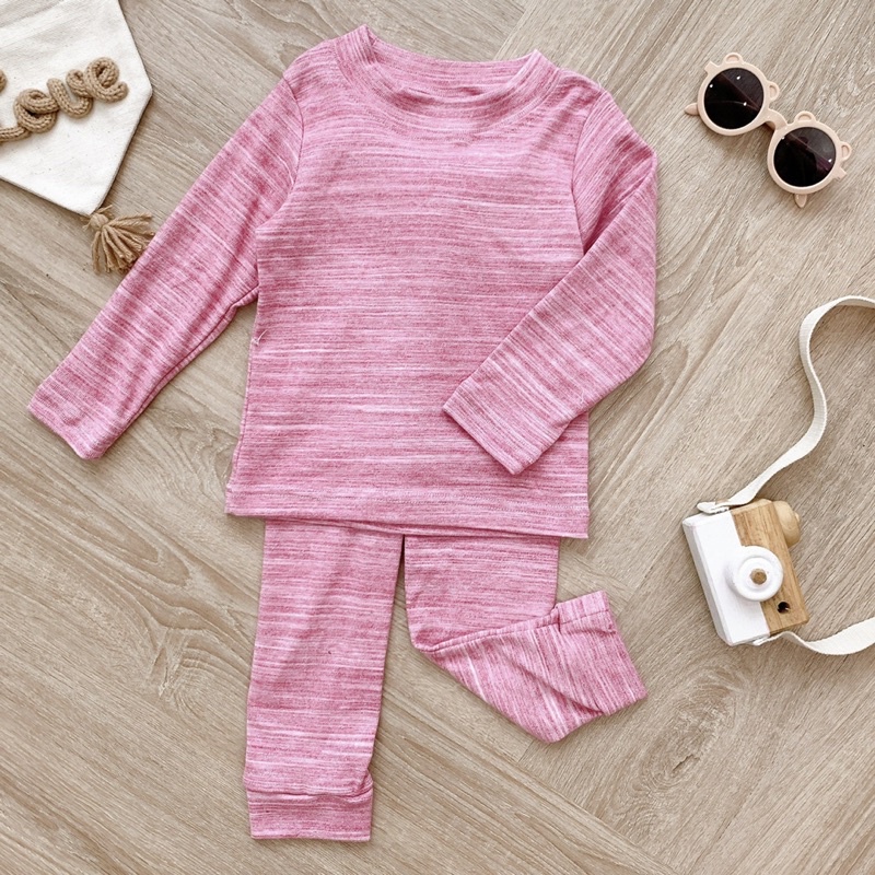 Bộ cotton len cổ 3 phân cho bé trai bé gái dày dặn size từ 10-24 cân