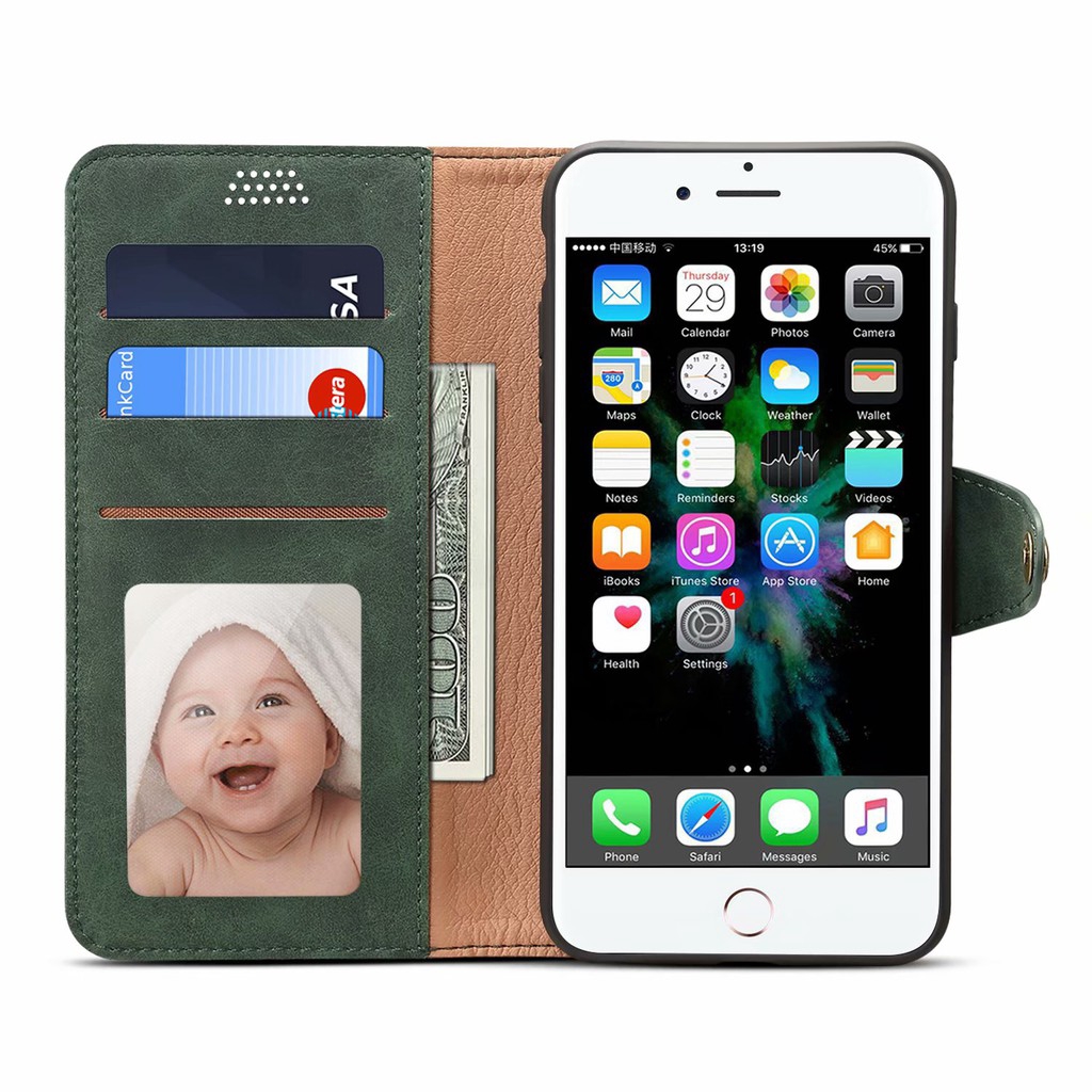 Bao da điện thoại nắp gập dạng ví cho iPhone 6 Plus 6S
