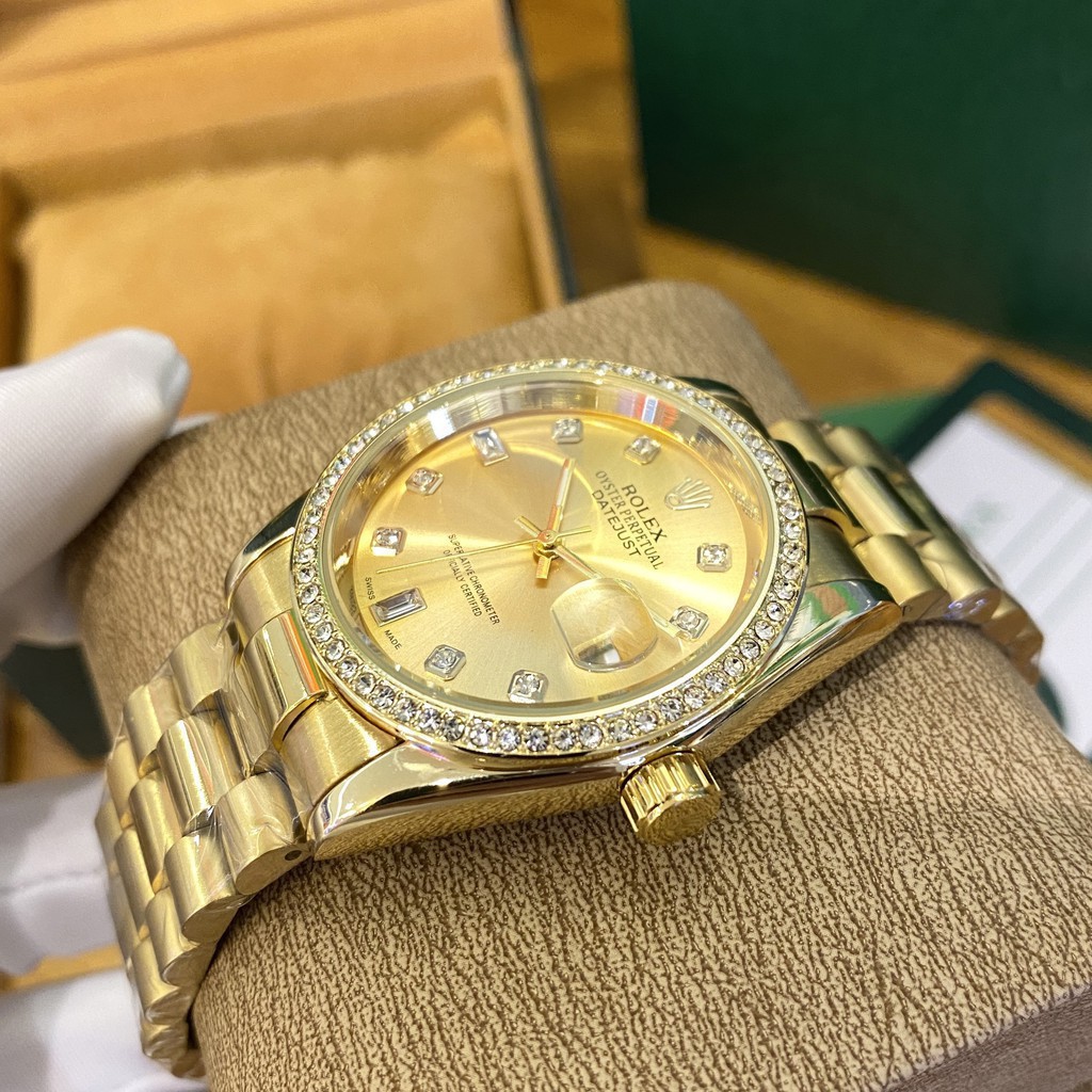 [Fullbox - Bảo hành 12 tháng] Đồng hồ nam Rolex đính viền đá dây kim loại đúc đặc cao cấp bảo hành 12m rolex-shop | BigBuy360 - bigbuy360.vn