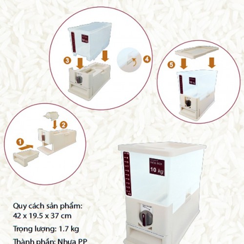 Thùng đựng gạo thông minh Tashuan TS-3626A/B - 10kg/16kg | BigBuy360 - bigbuy360.vn