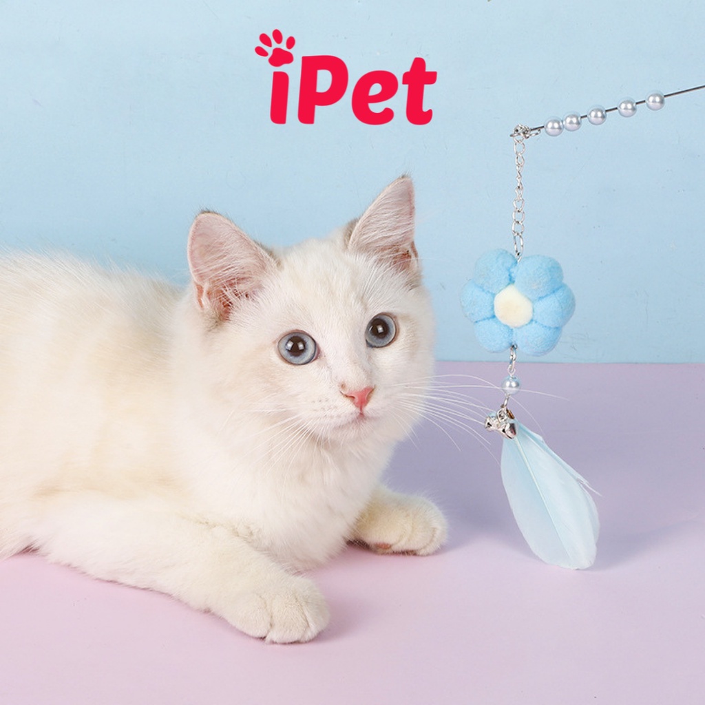 Đồ Chơi Cần Câu Cho Mèo Hình Bông Hoa Gắn Lông Vũ - iPet Shop