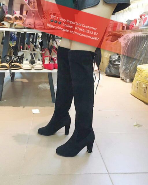 Boot đùi lót lông phong cách Hàn Quốc