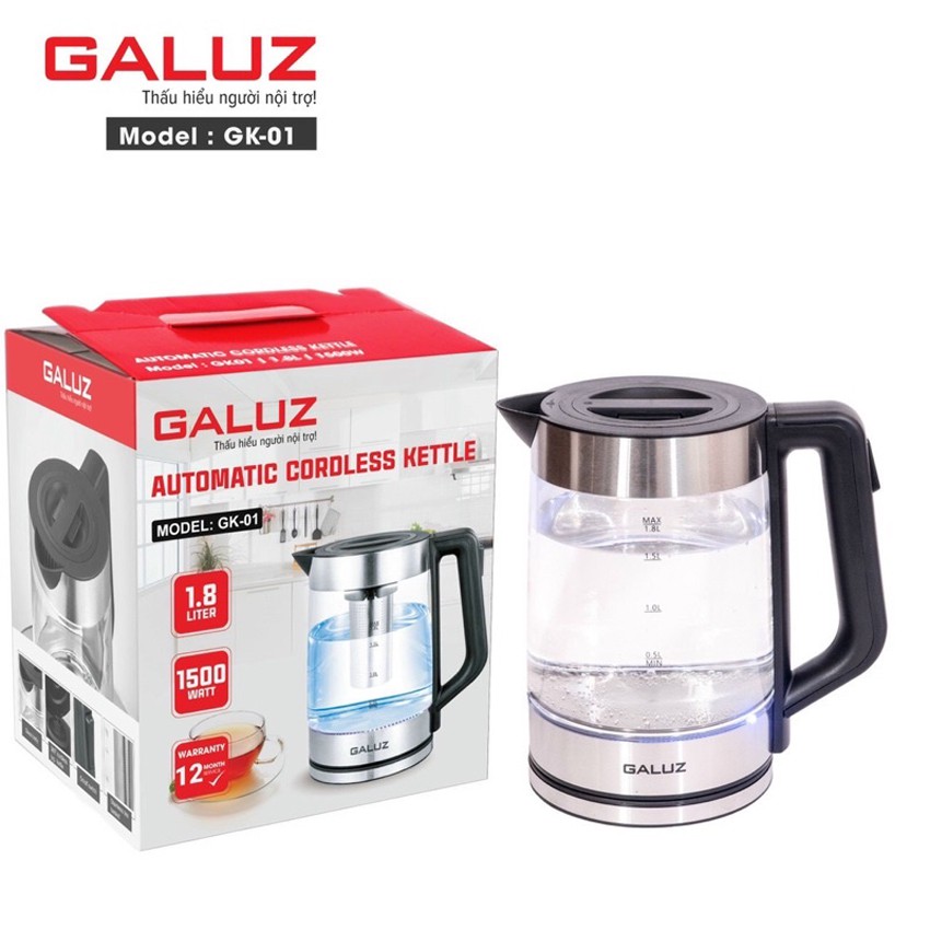 Ấm điện đun nước Galuz GK-01 dung tích 1.8L, NHẬP KHẨU TỪ PHÁP, BẢO HÀNH 18 THÁNG