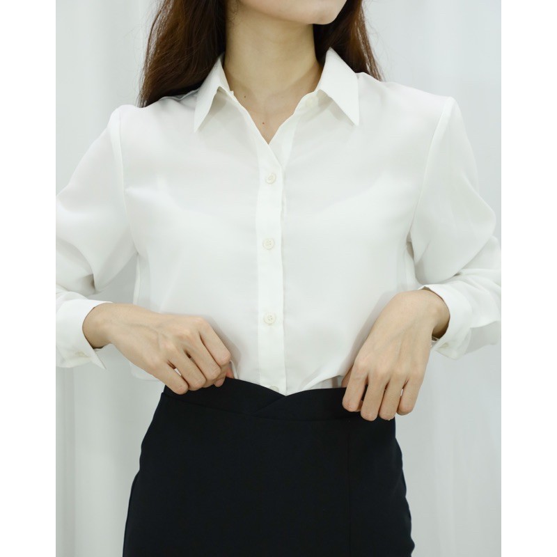 Sơ mi trơn tay dài thắt nơ 3 màu trending, chất Lụa mềm rũ mát, dây nơ có thể tháo rời mặc được nhiều kiểu Meow Boutique | BigBuy360 - bigbuy360.vn