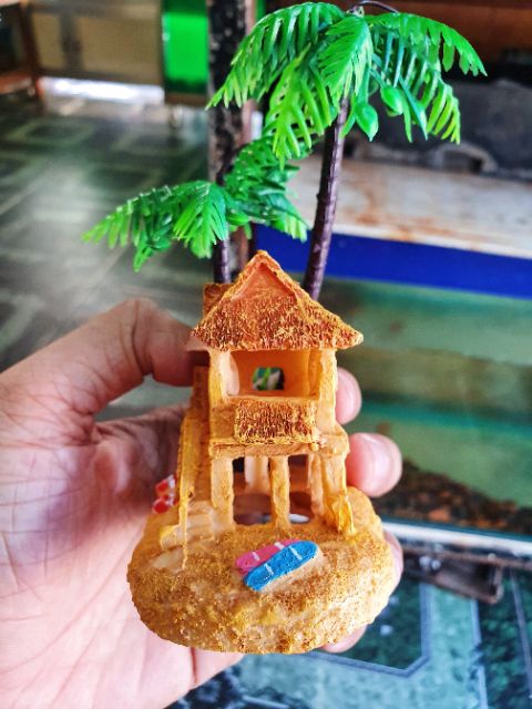 CẢNH NHÀ DỪA TRANG TRÍ HỒ CÁ NON BỘ 8X5X10CM