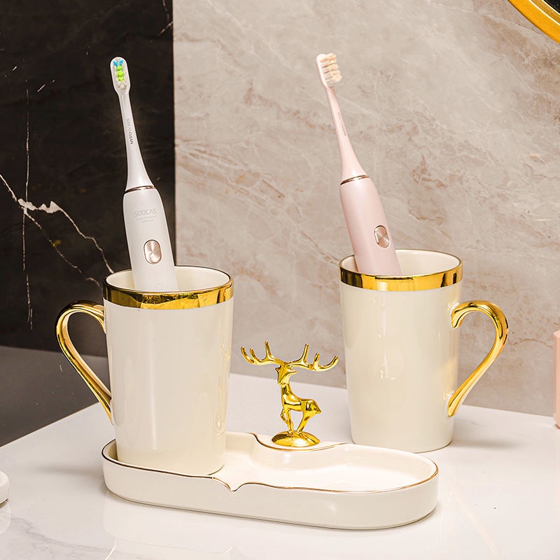Bộ Cốc Đánh Răng Bằng Sứ Cao Cấp Kiểu Dáng Sang Trọng