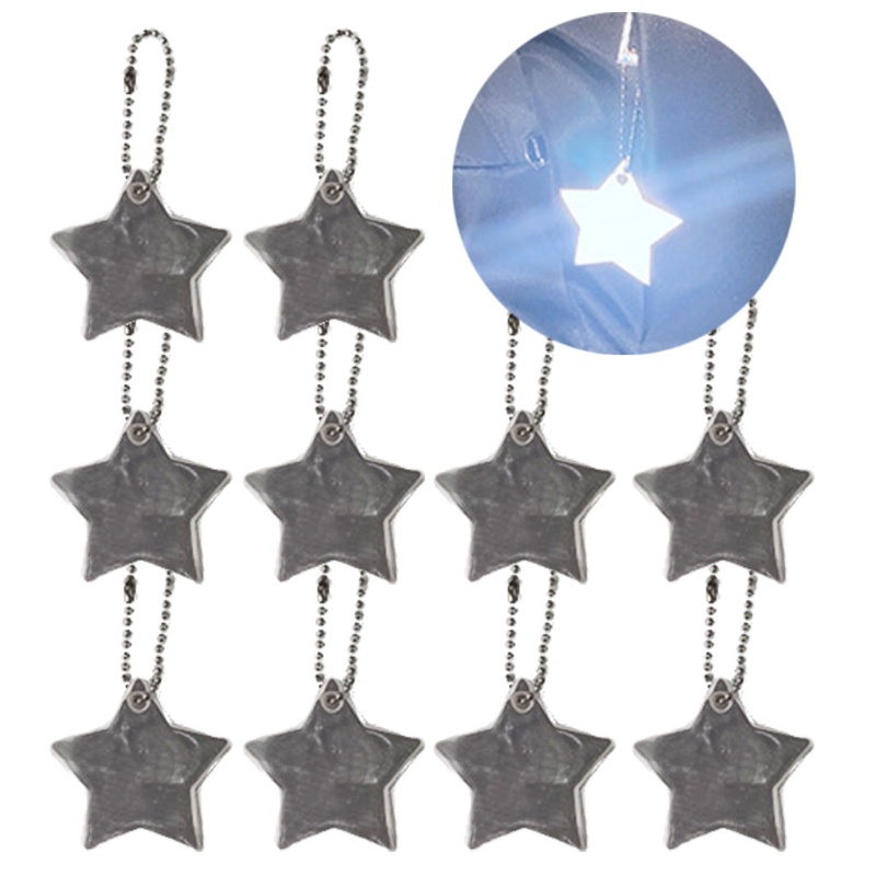 Set 10 Móc Khóa Phản Quang Hình Ngôi Sao An Toàn Cho Bé