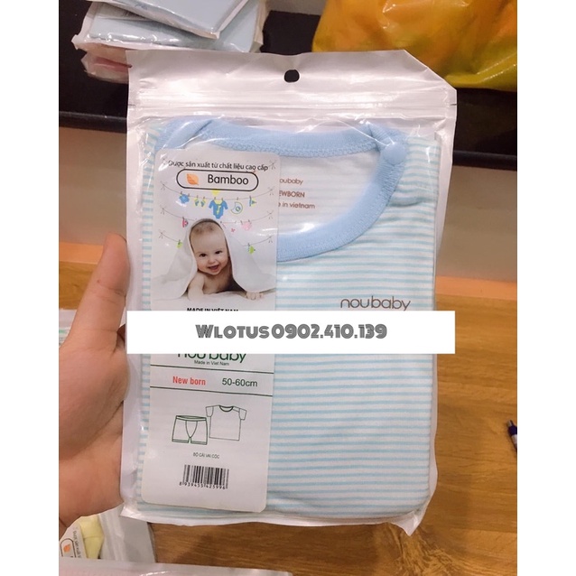 Bộ dài tay thun lạnh sợi tre sơ sinh đáp đũng Nous Baby đến 1 tuổi chinh hãng. chất vải siêu mềm mát