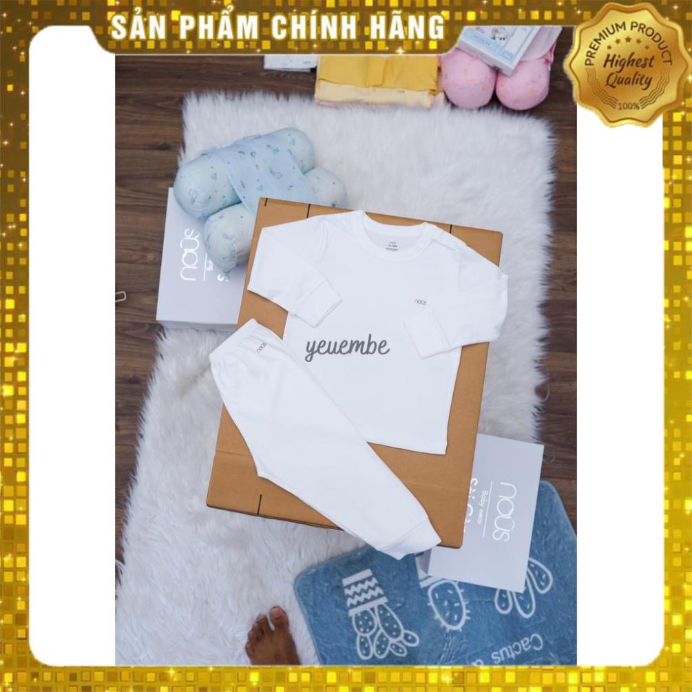 NOUSHANOI - Bộ Đồ NGủ Cài Vai Dài Tay Màu Trắng NOUS Chất Vải Nu Petit Cho Bé Size 12M 18M 9M