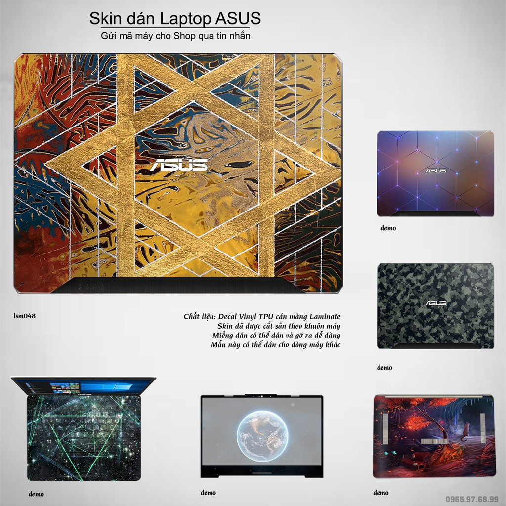 Skin dán Laptop Asus in hình Tấm Khiên David - lsm048 (inbox mã máy cho Shop)