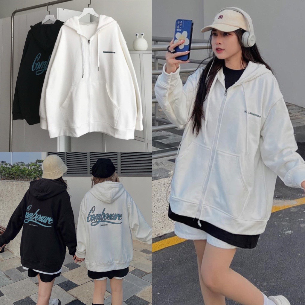 Áo Khoác Nỉ Unisex 𝐊𝐈𝐋𝐋𝐖𝐈𝐍𝐍𝐄𝐑 Mũ To 2 Lớp Áo Hoodie Nỉ Ngoại Nam Nữ Kéo Khóa Có Túi Freesize Form Rộng