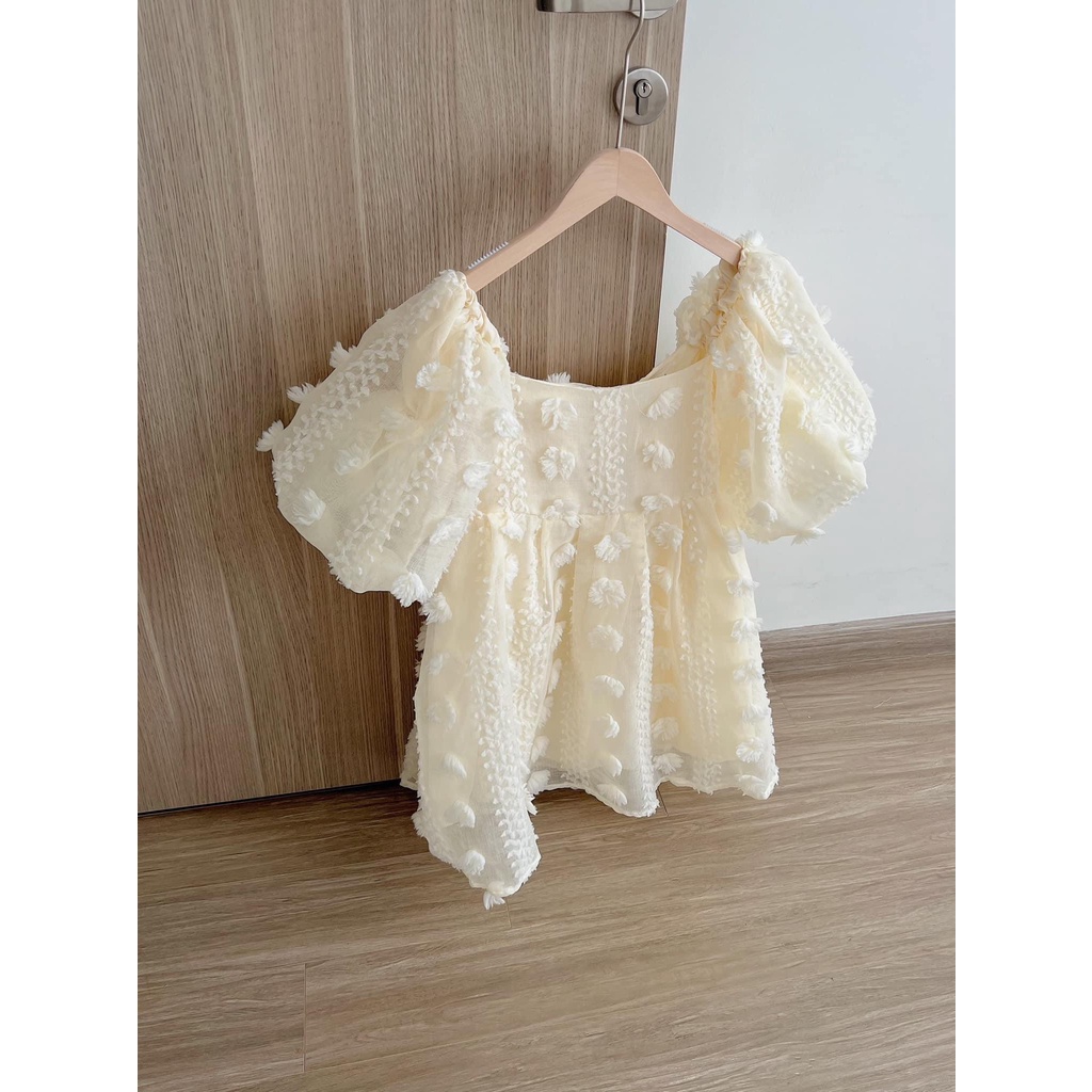 [HÀNG SẴN/VIDEO] ÁO VÁY BABYDOLL REN HOA NỔI TAY BỒNG SIÊU XINH MẶC 2 KIỂU