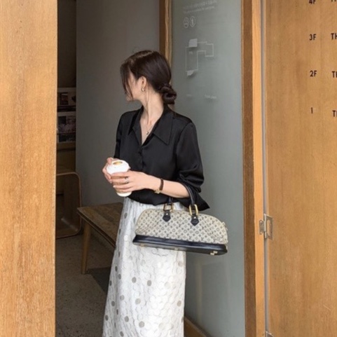 Áo Sơ Mi Nữ Form Rộng Chất Đũi Màu Trắng Đen Dài Tay Ulzzang Cao Cấp