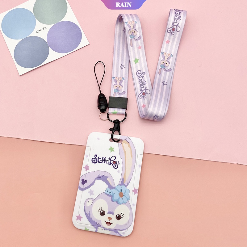 Bao Đựng Thẻ Bằng Nhựa Có Dây Đeo Họa Tiết Hoạt Hình Pikachu Hello Kitty Mickey Vịt StellaLou Bus ID