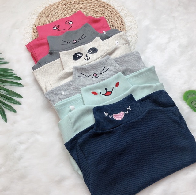 Áo cổ lọ cotton len tay dài bé gái