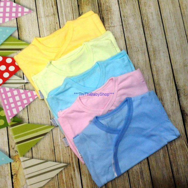 5 ÁO Sơ sinh DÁN TAY DÀI TRẮNG & MÀU CAO CẤP THT
