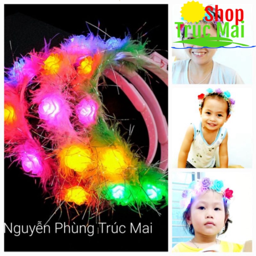 Bờm tóc cute đội đầu cho bé yêu xinh đẹp, có led chiếu sáng - Linh phụ kiện tóc tết trung thu noel và tham gia liên hoan