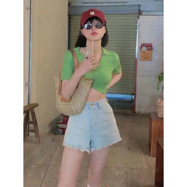 Áo croptop xanh lá siêu đẹp dễ thương cá tính