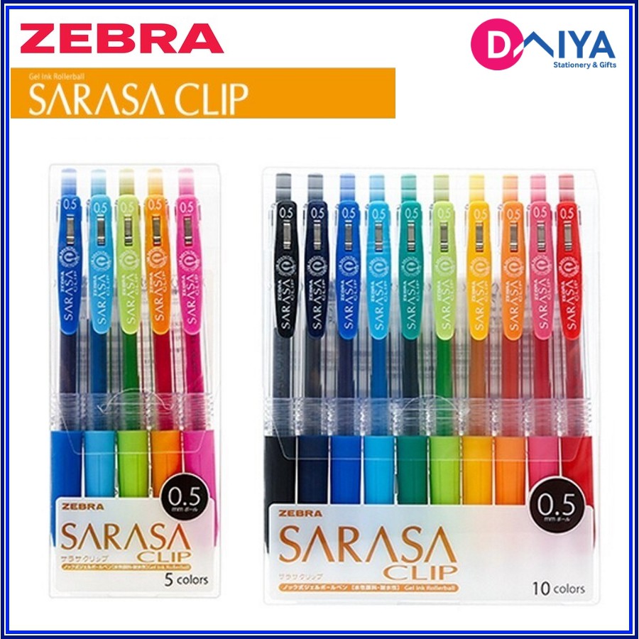 Bút gel Zebra Sarasa clip 0.5 mm, bộ 5/10 màu (Japan)